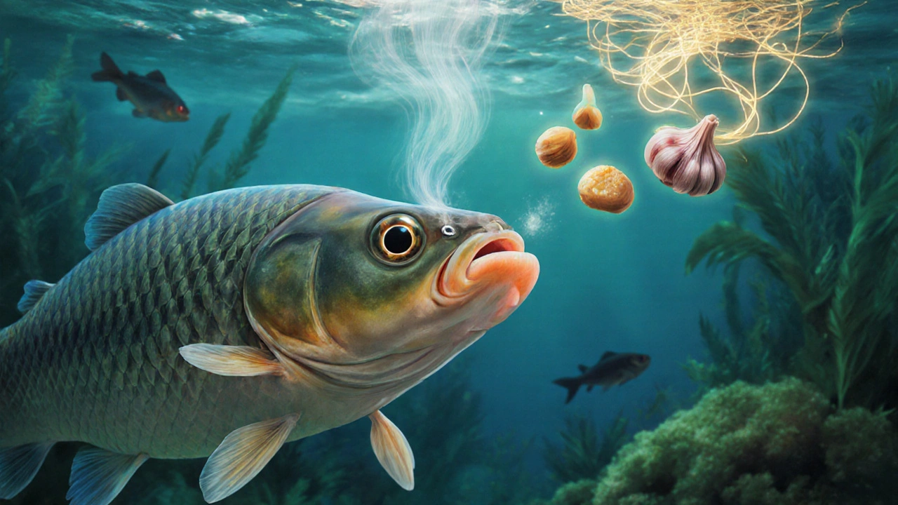 Вид из подводного мира: запахи в виде светящихся нитей ведут к естественным приманкам для рыбы.