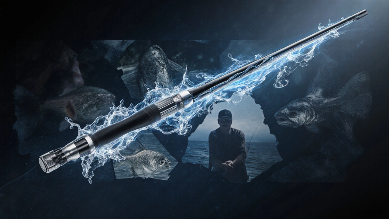 Абстрактное изображение чувствительной удочки, передающей каждое движение рыбы.