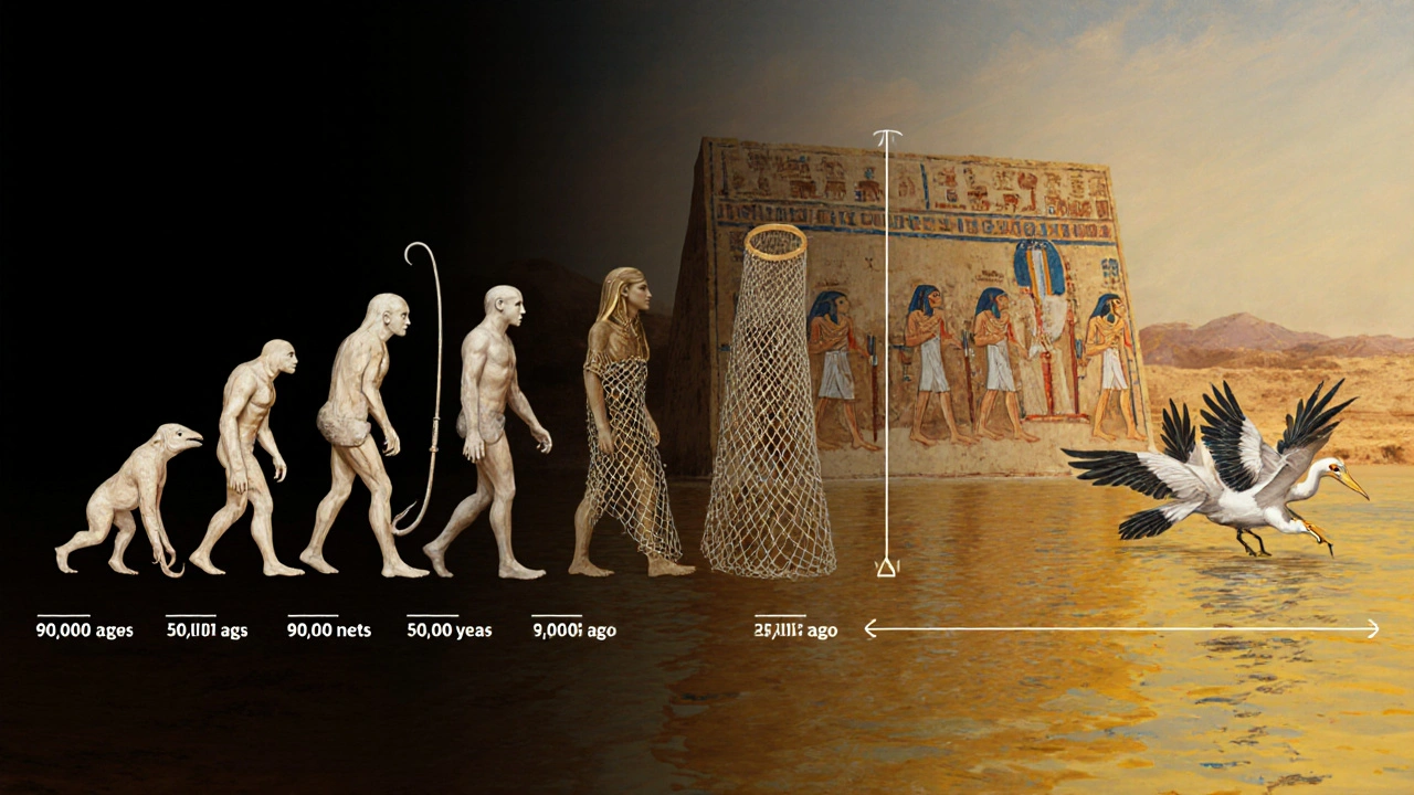 Эволюция рыболовных орудий: от костяных крючков до египетских фресок.