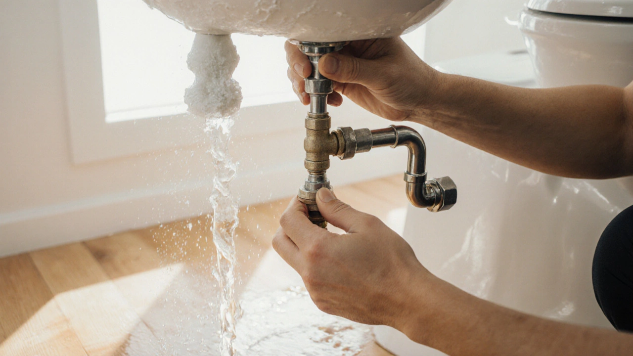 Руки регулируют рычаг поплавка в унитазе, чтобы остановить постоянный поток воды.