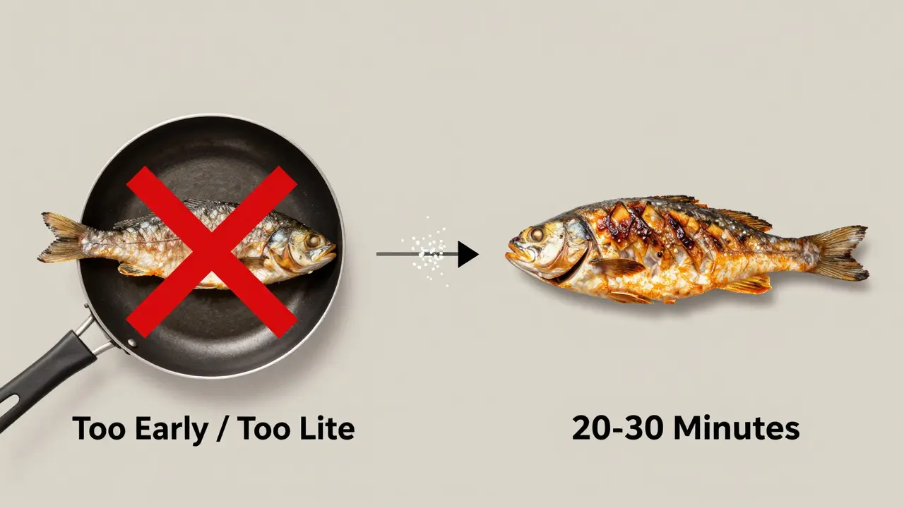 Сравнение сухой и сочной рыбы: слева — испорченная, справа — идеально пожаренная.