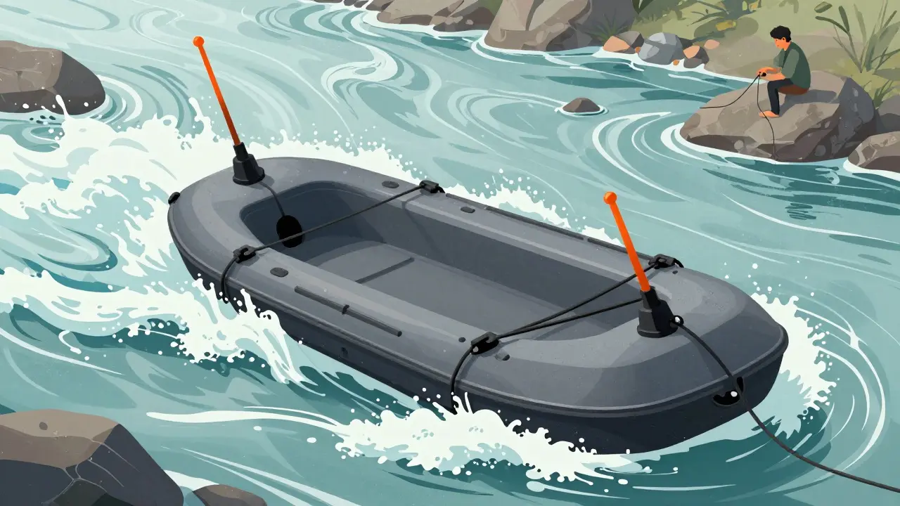 Тяжелый поплавок с килем в сильном течении реки.