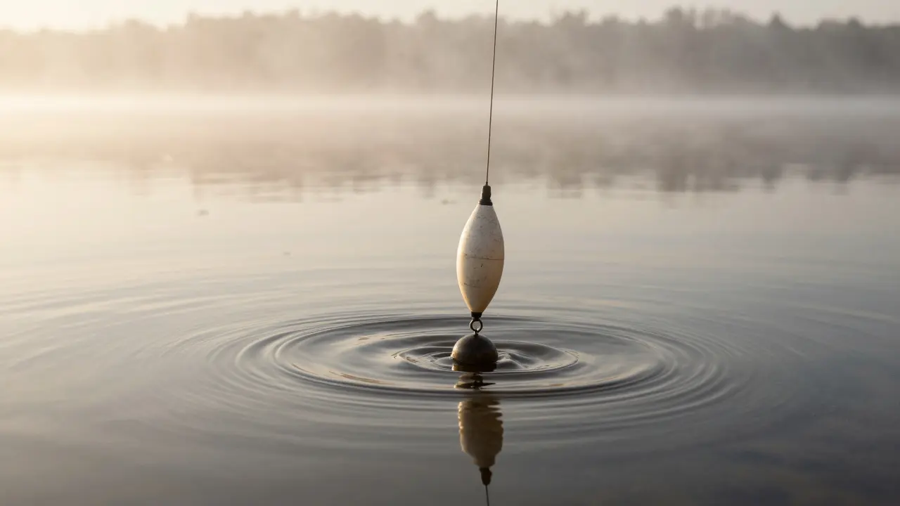 Поплавок удерживает грузило на дне, реагируя на малейшее натяжение лески.
