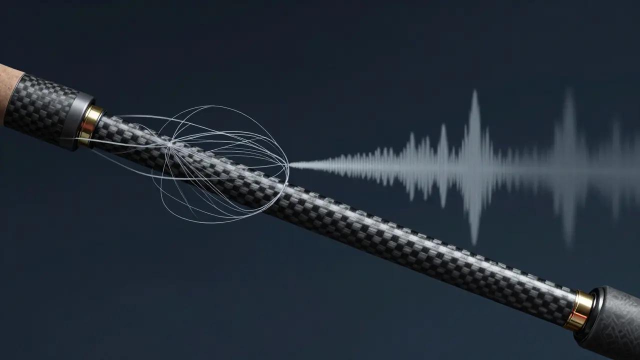 Углеродные волокна передают вибрации от рыбы, в сравнении с глухой стекловолоконной удочкой.