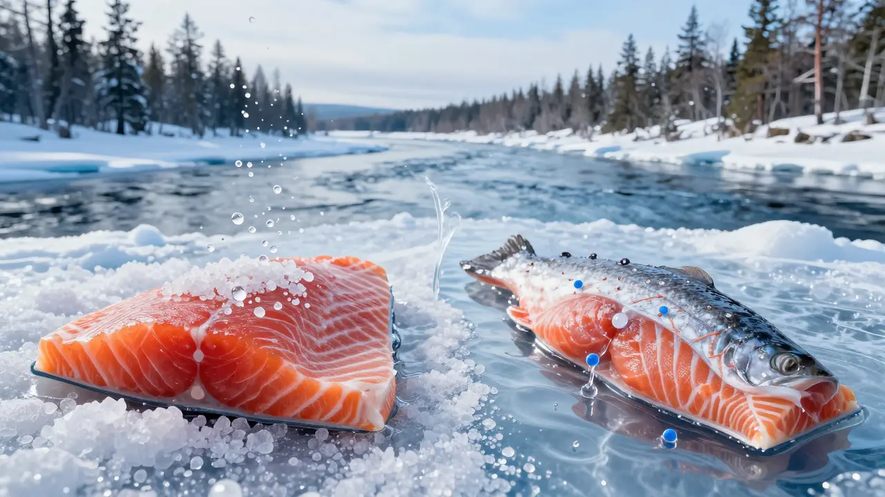Схематическое изображение процесса соления рыбы: проникновение соли в мясо при разных методах.