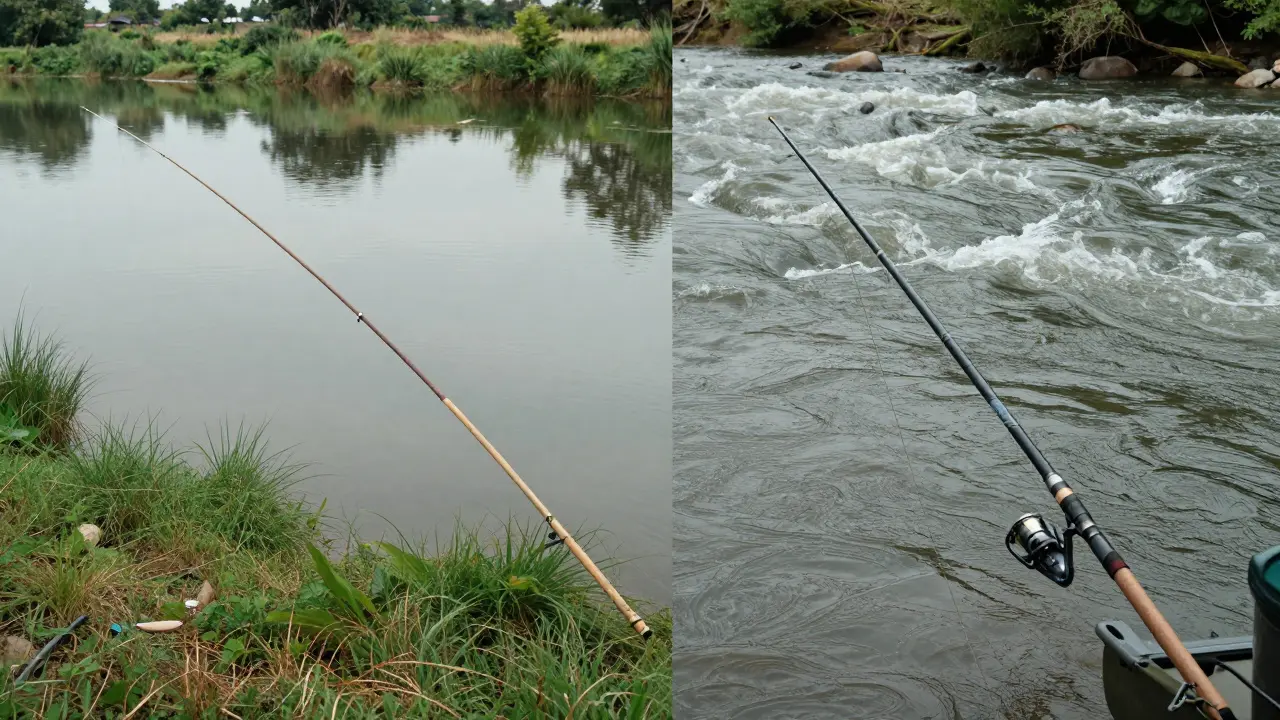 Сравнение длинной маховой удочки и фидерного удилища на водоеме